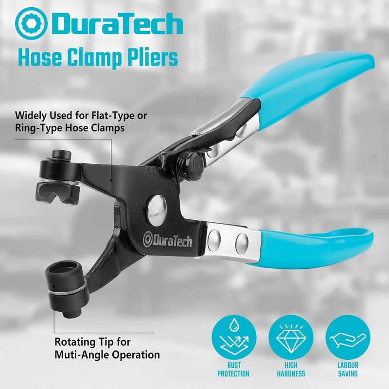 DURATECH Hose Clamp Pliers, Hose Clamp Tool with Swivel Flat Band, Automotive Repair Tool for the Removal and Installation of Ring-Type and Spring Band Clamps - Image 4